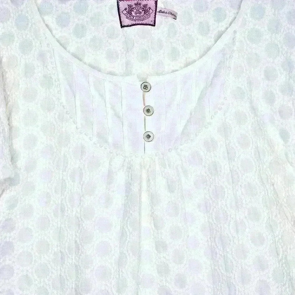 Vintage Juicy Couture Heavily Embroidered Eyelet Cotton Blouse Item# AD - Picture 10 of 11